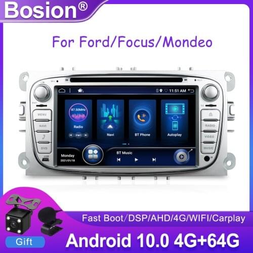 Bosion Android 10 Car DVD Radio Multimedia Player For Ford Focus S-Max Mondeo Galaxy C-Max 2 Din IPS DSP CarPlay GPS Navigation