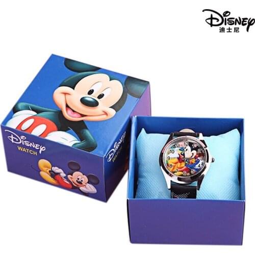 Disney Mickey Childrens Watch boys and girls Cartoon Gift with Box Toy Exquisite quartz watch Childrens birthday Party Gifts