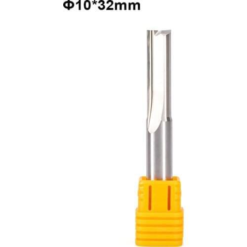1pc 10*32mm Two Flutes Straight Bits, Wood MDF Cutters, CNC Solid Carbide End Mill, CNC Router Bit Woodworking End Milling Tools