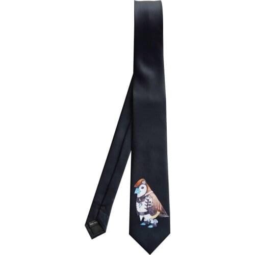 Free shipping New male mens female Original design necktie Deep blue sparrow general printing 7CM casual tie art youth gift