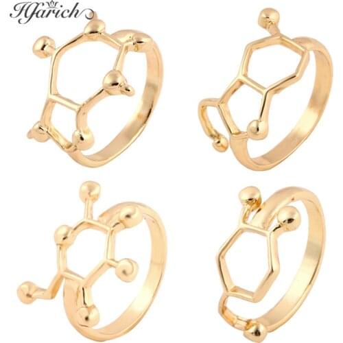 Hfarich Punk Rings For Women Personalize Chemistry Molecule Ring Minimalist Science Jewelry Doctor Nurse Special Gift 2019