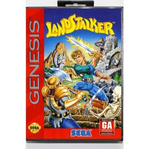 Landstalker Game Cartridge 16 bit MD Game Card With Retail Box For Sega Mega Drive For Genesis