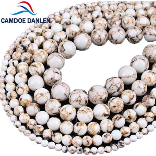 Natural Shell Howlite Beads White Shell Black Flecks Round Loose Beads 4 6 8 10 12mm For Bracelet Jewelry Making