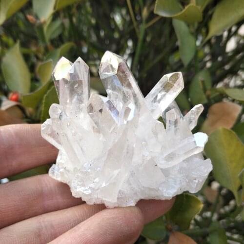 Hot!!! 120-130g natural white angel aura crystal cluster electroplating Titanium coating quartz cluster stone Healing