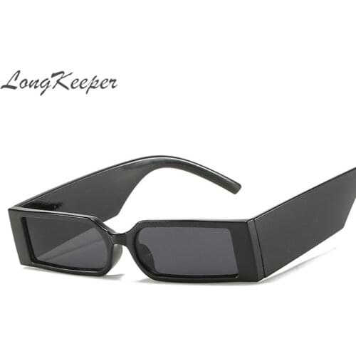 LongKeeper Small Rectangle Sunglasses Women 90s Vintage Black Leopard Sun Glasses UV400 Holiday Beach Eyewear Gafas De Sol