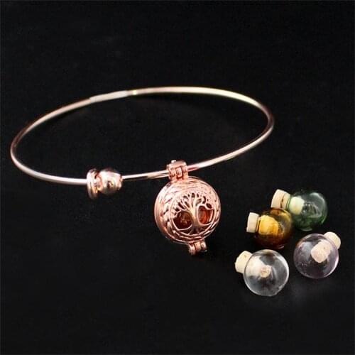 2PCS Tree of Life Locket with Fillable Glass Orb Glass Urn Locket Bracelets Memory Locket Fillable Jewelry Women Gift