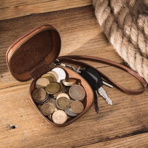 Retro Crazy Horse Leather Fashion With Wrist Strap Small Coin Purse Leather Wireless Bluetooth Headset Case