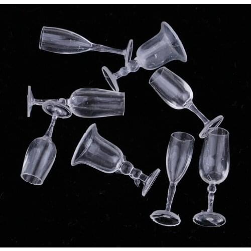 Pack of 8 Pieces Miniature Wine Glass Cup Goblet Tableware for Dollhouse Kitchen Decor Accessory