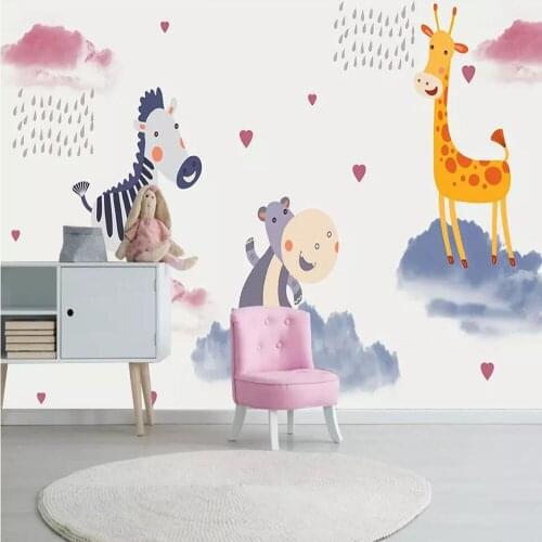 Milofi custom 3D wallpaper mural Nordic cartoon animal children room background wall paper mural decoration wallpaper mural