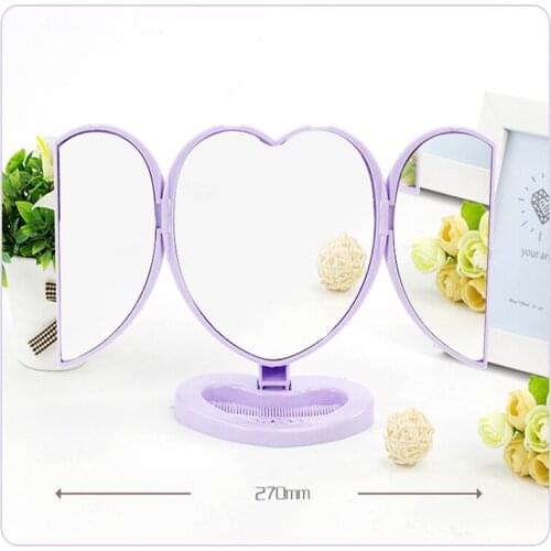 European Love Heart-Shaped Desktop Makeup Mirror Ins Wind Cute Double-Sided Folding Mirror Portable Mini Portable Makeup Mirror