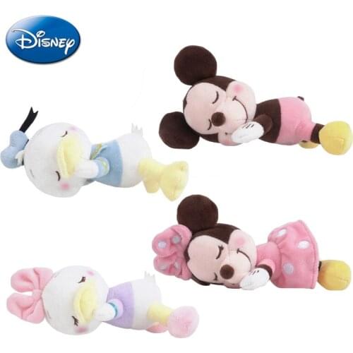 Genuine Disney Cute Creative Plush Pendant Fashion Sleeping Prone Donald Duck Daisy Mickey Mouse Minnie Keychain Doll Girl Toy