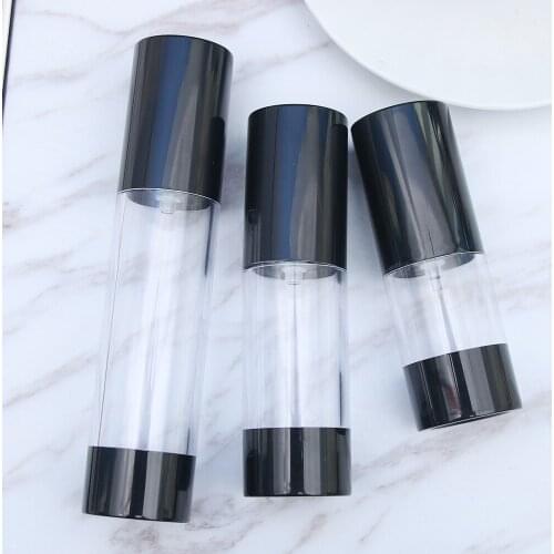 Portable Airless Bottle Cosmetic Treatment Pump Travel Empty Black Cap HOT