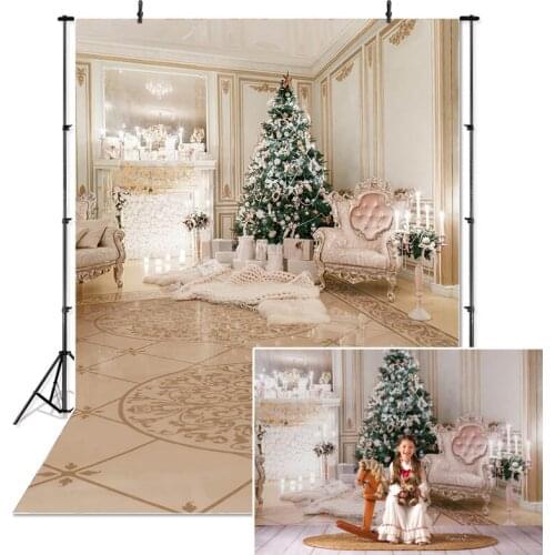Christmas Photography Background Christmas Tree Fireplace Gift Sofa Backdrop Kids Party Decoration Banner For Photo Studio