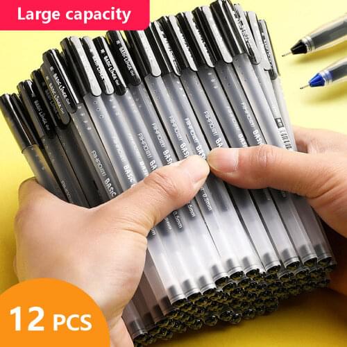 12 Pieces Per Box Gel pens Large capacity no refill Stationery Fine point 0.5mm Blue ballpoint pen for school&office writing