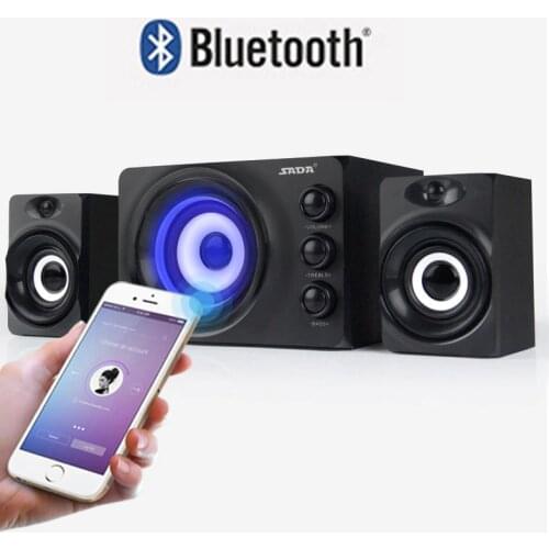 SADA D-216 Multimedia Stereo Computer Combination Speakers Bluetooth\USB Disk\TF Card\AUX in With Colorful LED 2.1 USB Power