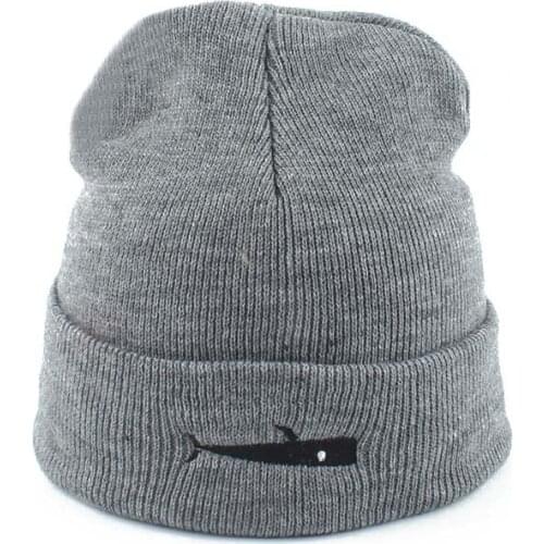 2020 New Fashion Harajuku Shark Fish Embroidery Beanies For Women Men Warm Knitted Winter Hat Casual Hip Hop Cap Bonnet