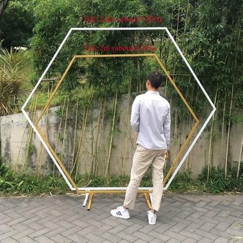Hexagon Wedding arch decor backdrop stand flower arch geometric home party backdrop arch stand decoration