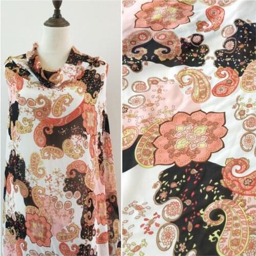 Chiffon Fabric for Dress Ethnic Floral Sewing Craft Material
