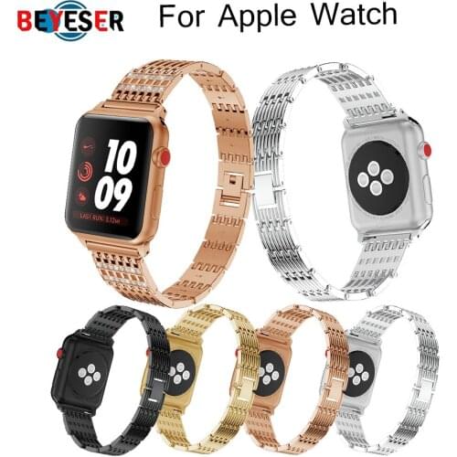 Bling watch band for Apple Watch 38mm 42mm 40 mm 44mm Metal Wristband with adapter Sport Strap for Apple watch Series 5 4 3 2 1