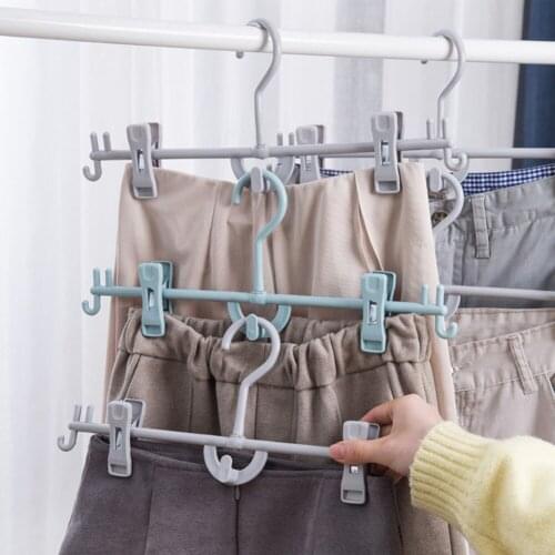 Hangers for Clothes with 2 Clips Plastic Trouser Hanger Trousers Rack Clothes Hangers Drying Racks Accessories