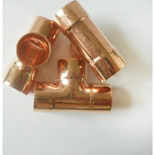 22mm Inner Dia x1.5mm Thickness Copper Equal Tee Socket Weld End Feed Coupler Plumbing Fitting Water Gas Oil