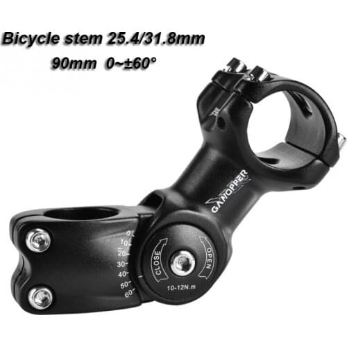 Adjustable 60 degree Bicycle Handlebar Extension stem 25.4 31.8*90 Fiting Stem XC AM MTB Road City Bike stem Riser Cycling Part