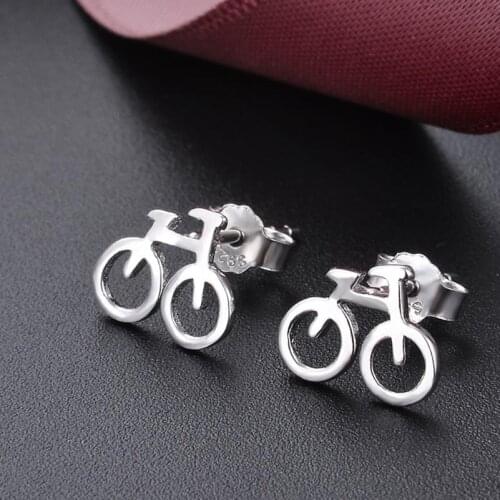 Hiphop Style Personality Bicycle Earrings For Women Real Solid 925 Sterling Silver Stud Earrings Fine Jewelry Dropshipping