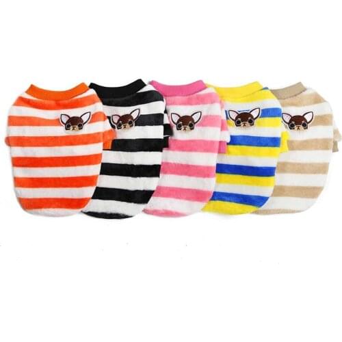 Pet Winter Plush Color Striped Fleece Sweater Teddy Schnauzer Bichon Clothes Small Dog Clothes