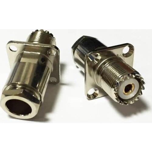 1PC new UHF female connector for RG8, RG213, LMR400 4-hole panel mounting nickel plated wholesale