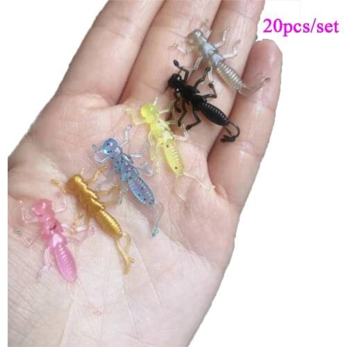10/20pcs Spider Soft Bait 3cm 0.16g Silicone Worm Bait Artificial Softbait Lures Weedless Jiging Fishing Lure