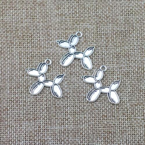 10 Pieces 25*27mm Antique Silver Color Dog Charms Pendant Accessory For DIY Jewelry Making