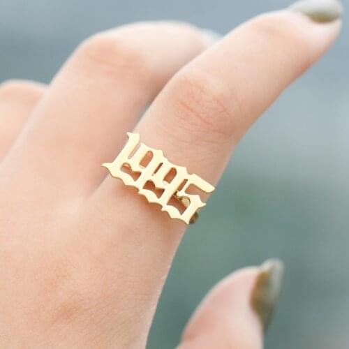 1993 1997 1998 2000 Old English Stackable Number Rings For Men Women Birth Year Rings Stainless Steel Jewelry Gifts Bague Femme