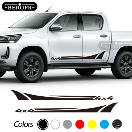 2 Pcs Car Door Side Skirt Vinyl 4x4 Stickers For Ford Ranger Raptor Isuzu Dma Nissan NAVARA Toyota Hilux Pickup Car Accessories