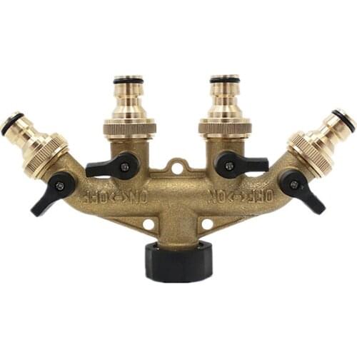 4 Way Brass Tap Adaptor Outlet Hose Valve Manifold Hose Splitter Tap Adaptors Washers Hose End Fittings Watering Distributor
