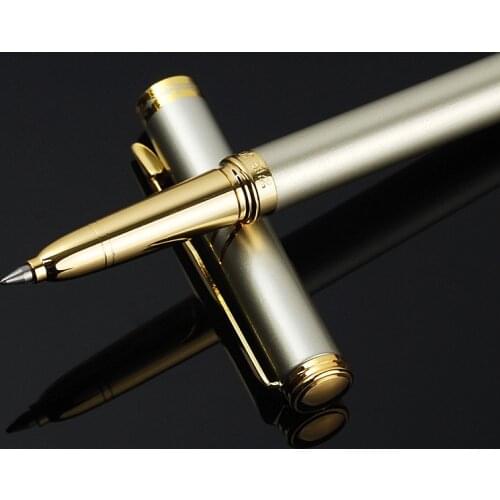 Signature Pen Silver Metal Gel Pens Calligraphy Rollerball Pen 0.5mm For Kids Students Writing Office School Supplies Stationery