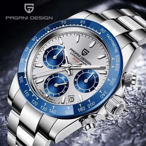 2021 New PAGANI DESIGN Chronograph Top Brand Quartz Wrist Watch For Men Auto Date 100M Waterproof JAPAN VK63 Relogio Masculino