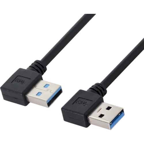 CY USB 3.0 Type A Male 90 Degree Left Angled to USB 3.0 A Type Right Angled Extension Cable