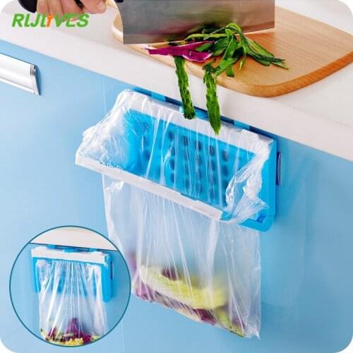 Kitchen Foldable Organizer Garbage Rack Hanging Holder Bathroom Cabinet Cupboard Hanger Shelf For Kitchen Supplies Accessories