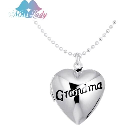 Miss Lady Crystal Necklace Pendant Floating Cameo Locket Necklace Photo Grandma Words Love Heart For Women Sweet Memory MLY52N