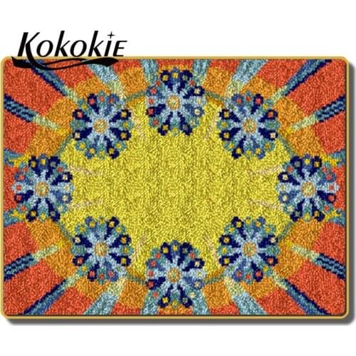 Latch hook kits large printed canvas yarn carpet diy latch hook rug kits Flowers carpet embroidery carpet diy rug yarn