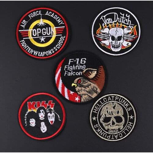 Embroidered Patches Skull Bone Eagle Punk Style Iron On For Clothing Hat DIY Stripes Applique Badge Stickers Clothes Accessories