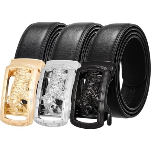New Tiger Design Male Belt Automatic Buckle Belt PU Leather Belts For Men Ratchet Fashion free shipping