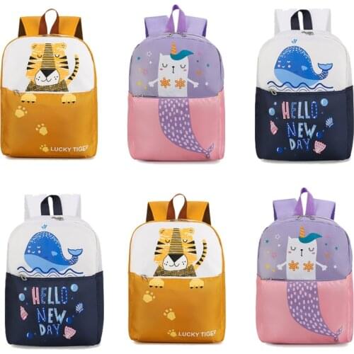 New 2021 Kindergarten Childrens Schoolbag Boys Girls Cute Animal Prints Breathable Burden Reduction Cartoon zipper Backpack