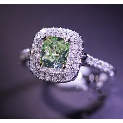 100% 18K 750Au Gold green Moissanite Ring,Moissanite Engagement Ring, D color With national certificate MO-01