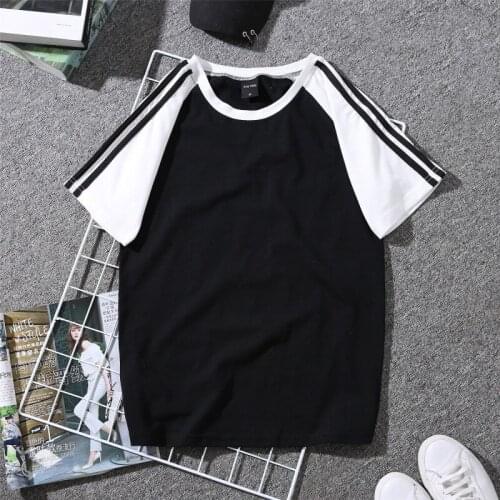Pair Clothes 2019 Summer Short Sleeve Paired T-shirts Print Couple T shirt Harajuku Students Plus Size Graphic Striped T-shirt