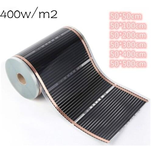 50cm width All Sizes 400w/m2 Infrared Carbon AC220V Underfloor Heating Film Low Electrical Warm Mat