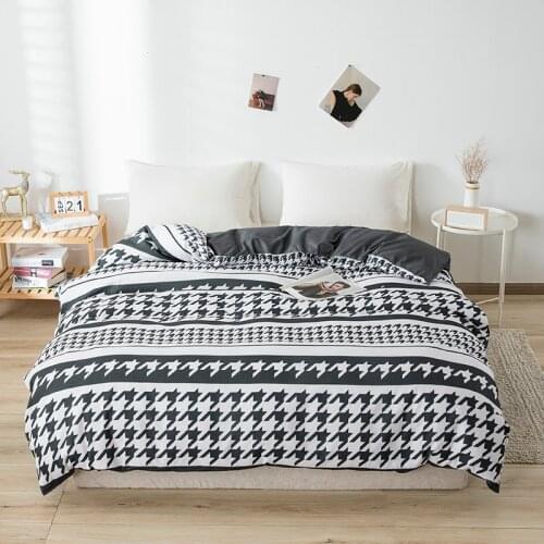 Brand Houndstooth Duvet Cover with Zipper Comforter Case Fashion Print Quilt Cover 150x200cm 180x220cm 200x230cm 220x240cm Size