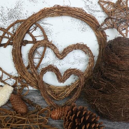 Retro Christmas Wreath Hang Natural Garland Dried Rattan Xmas Home Wall Decor E7