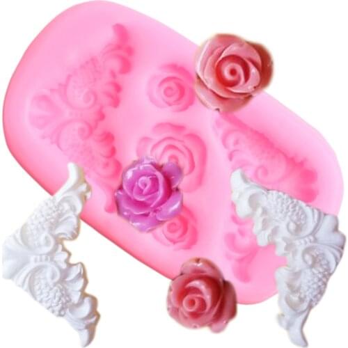 Rose Relief Silicone Molds Cake Border Fomdant Mold DIY Wedding Cake Decorating Tools Chocolate Gumpaste Candy Clay Moulds