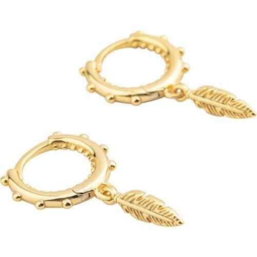 925 Sterling Silver Earring Fashion Personality Leaf Starfish Fish Bone Short Pendant Drop Earring Cute Woman Girl Ear Jewelry